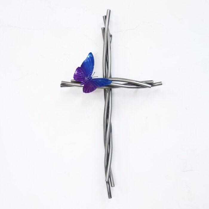 A cross with a butterfly on it