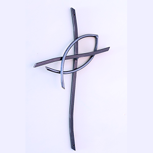 A cross with two intersecting lines on it.