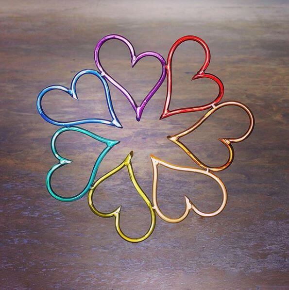 A Heart Metallic Section in Various Colors Section