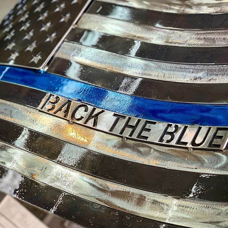 A Back, the Blue Image on a Flag Section Image